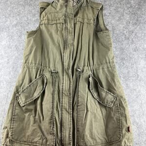 Levi Strauss & Co Army Green Cargo Zip Up Tunic Vest with pockets size‎ S